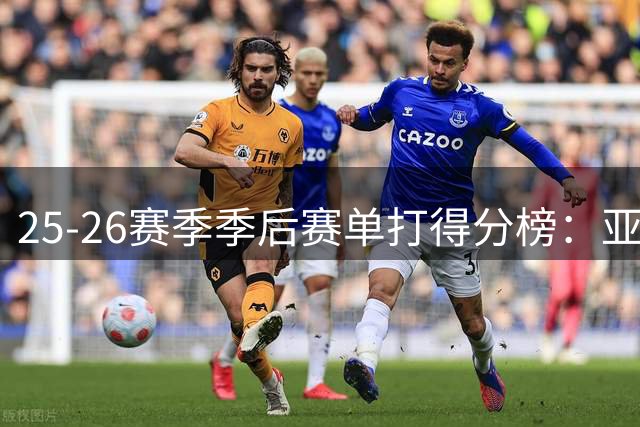 25-26赛季季后赛单打得分榜：亚历山大领跑全联盟